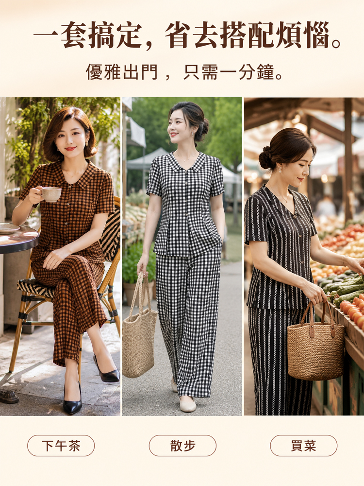 花紋寬鬆顯瘦套裝