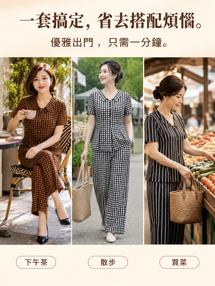 花紋寬鬆顯瘦套裝