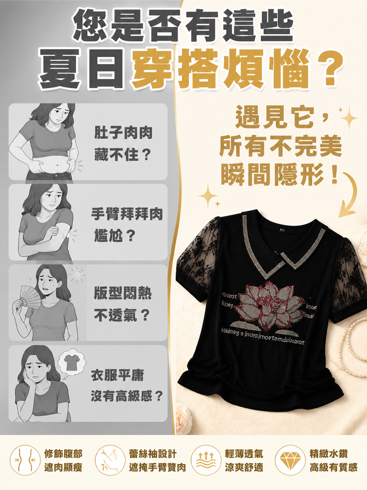 夏季新款洋氣翻領短袖