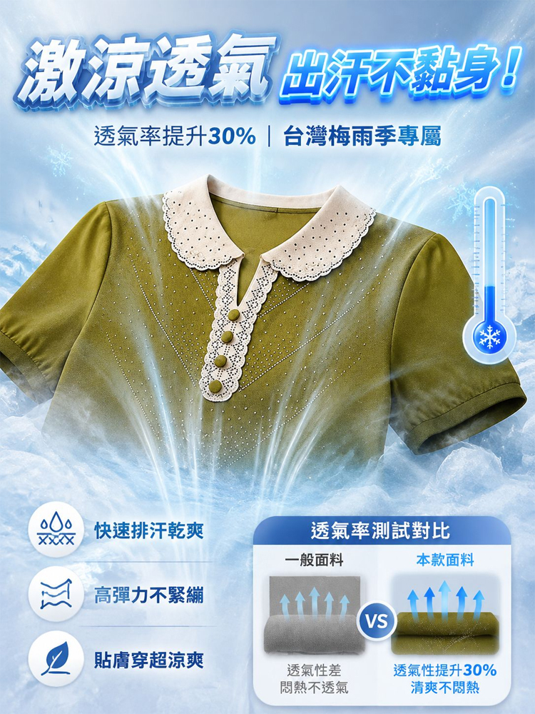 燙鑽翻領氣質短袖