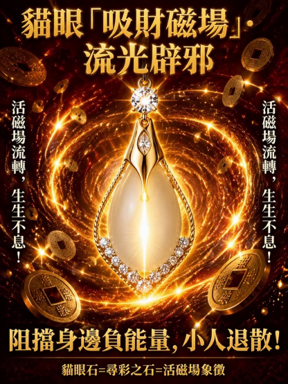 【流光猫眼·水滴聚宝盆】开运招财耳环