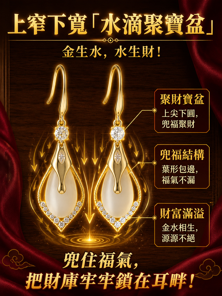 【流光猫眼·水滴聚宝盆】开运招财耳环