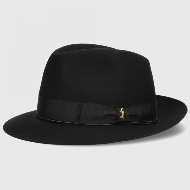 Women Classic Fedora Fur Felt Hat in Brown
