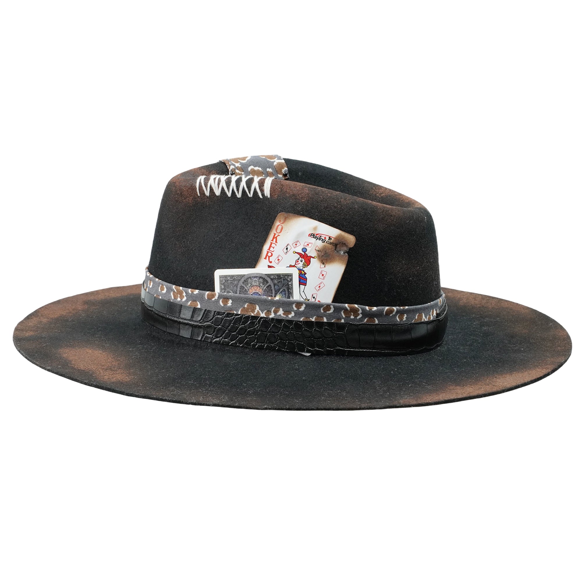 Artistic Felt Hat – Sculpted Crown, Eclectic Hatband