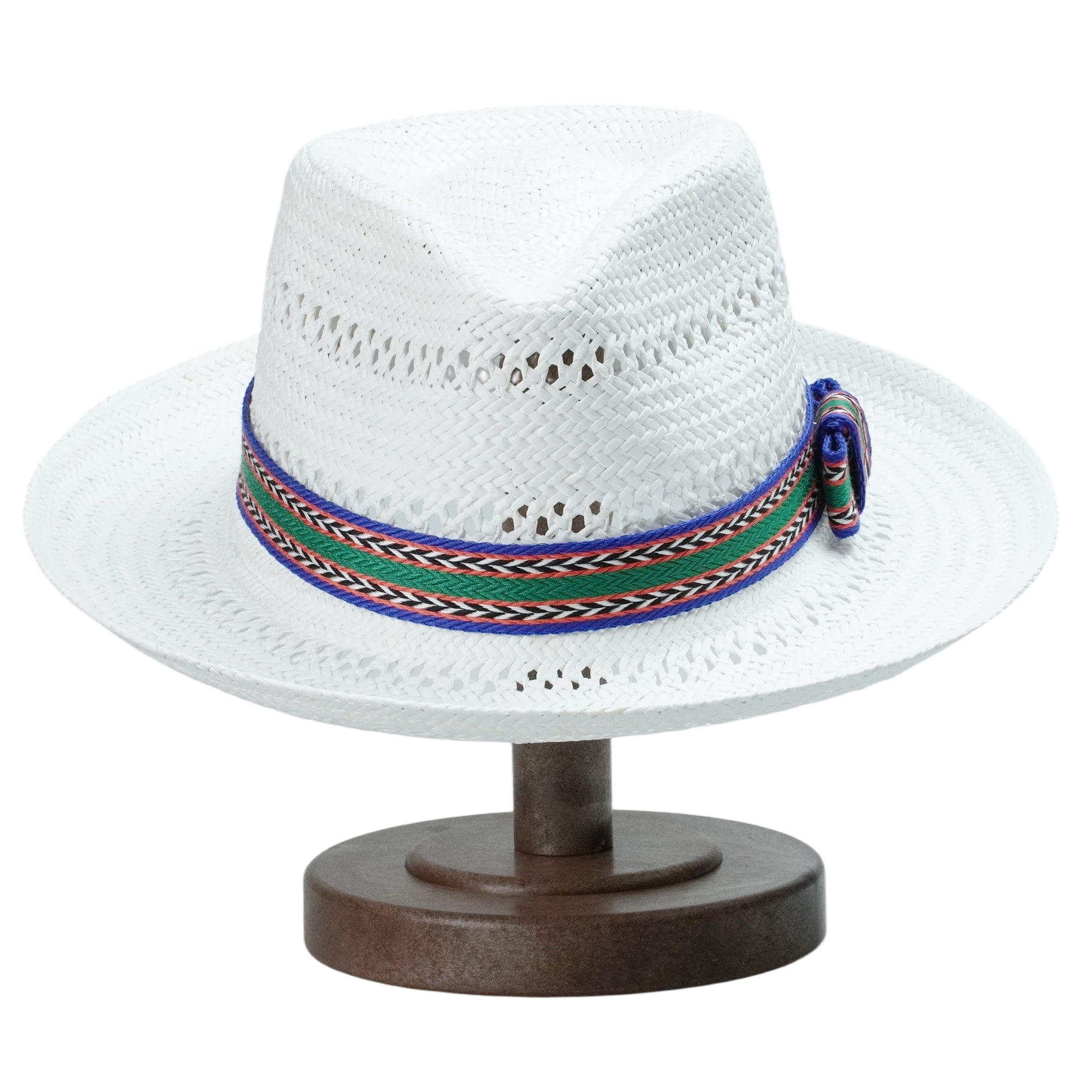 White Breathable Straw Hat with Cutout Crown & Brim