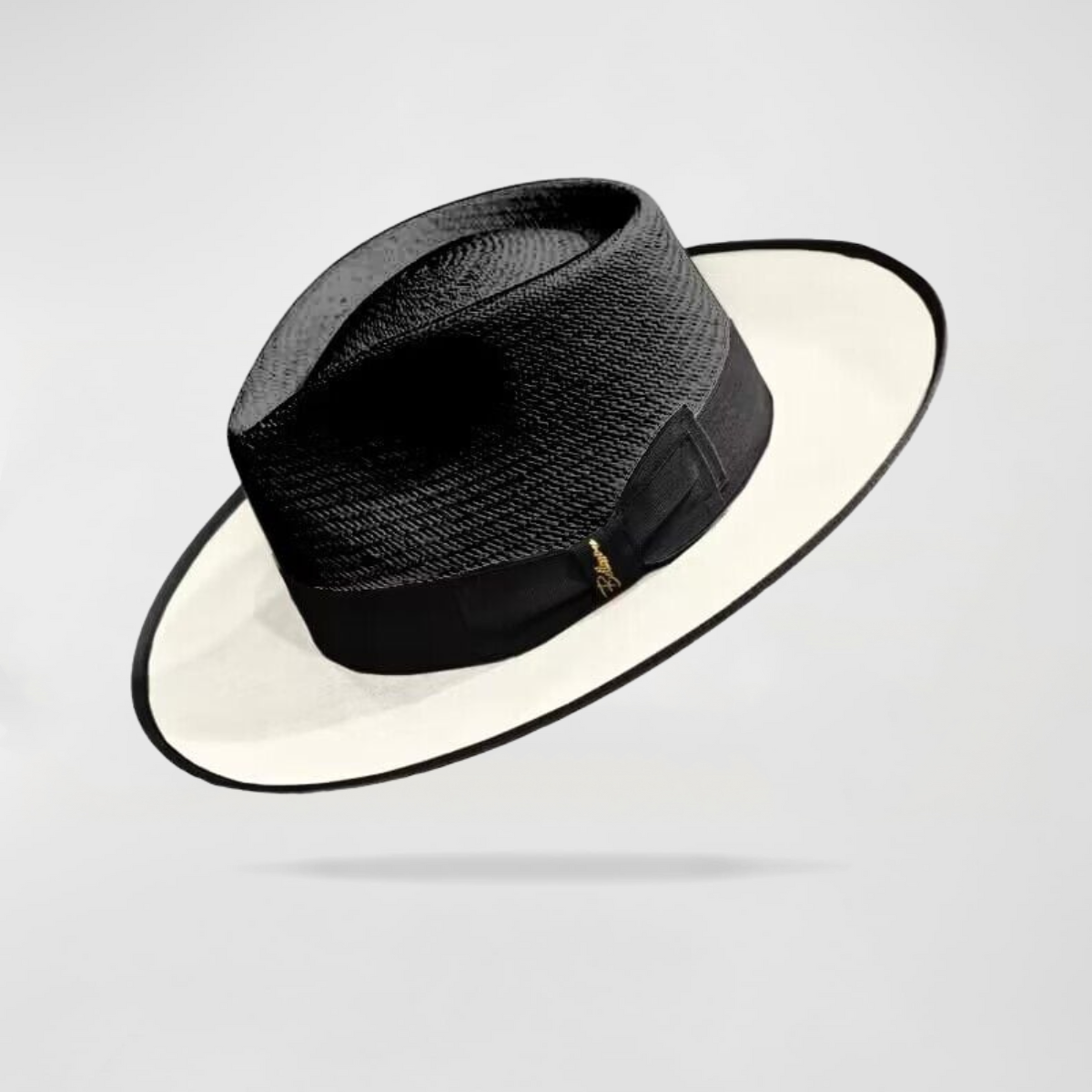 Women Effortless Class Two Stone Straw Felt Fedora Hat-Black