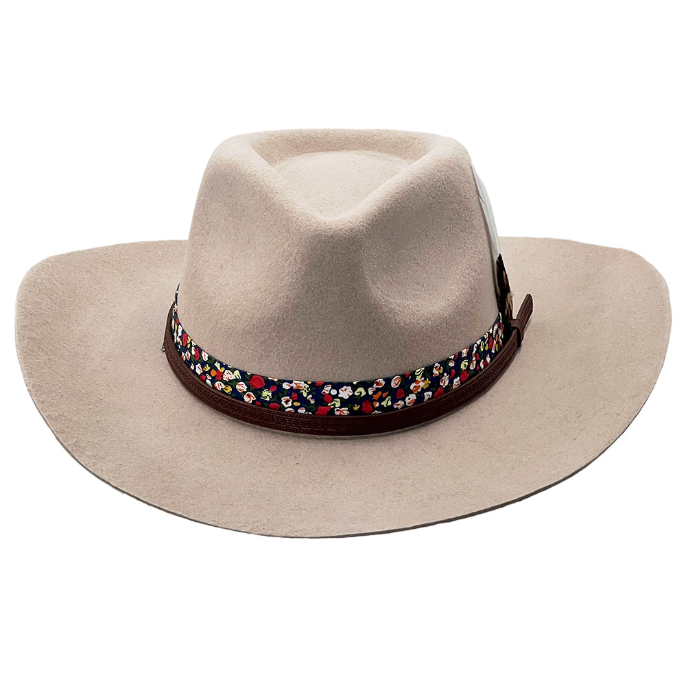 Teardrop Felt Hat – Floral Accent & Feather