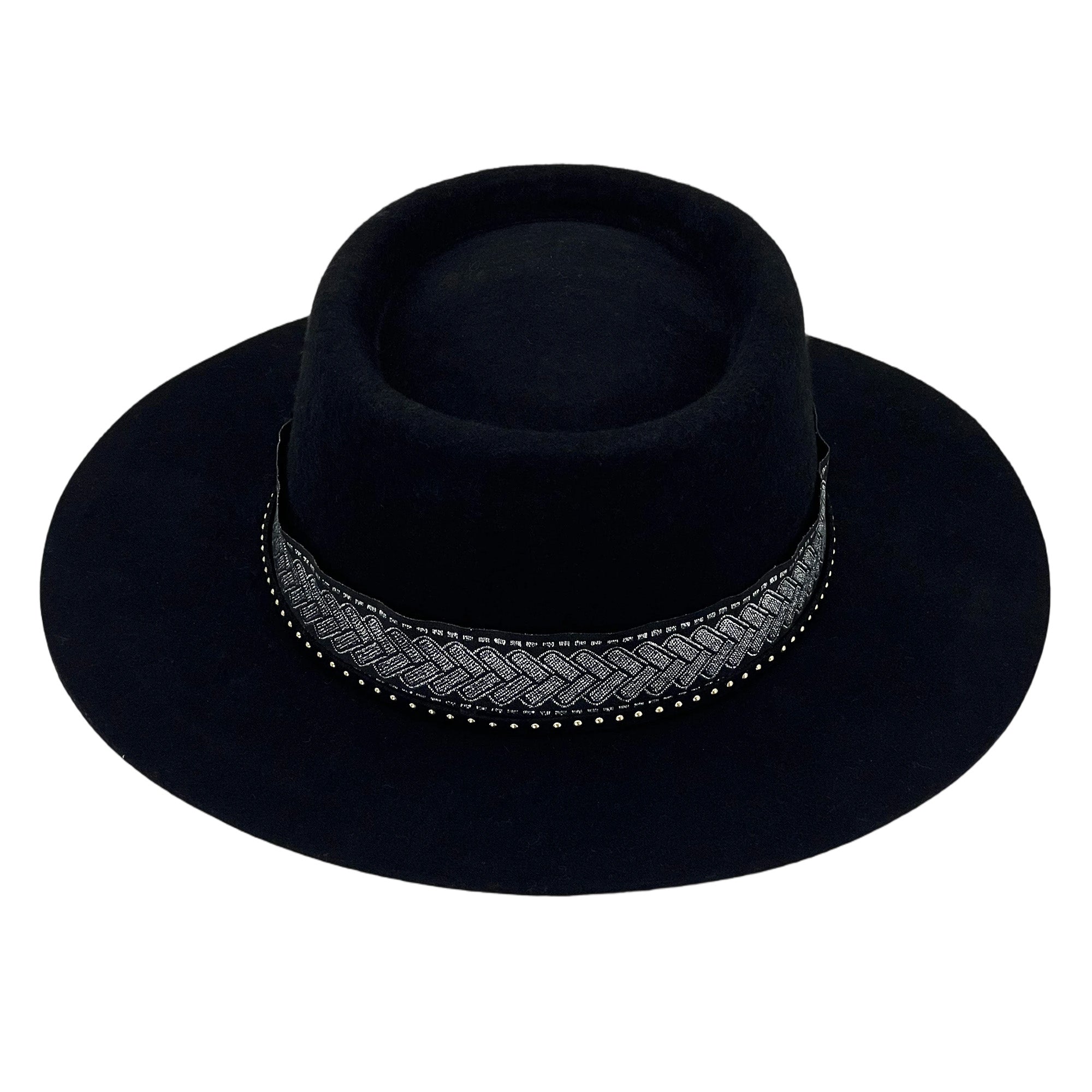 Women Artisan Black Gambler – Wide Flat Brim