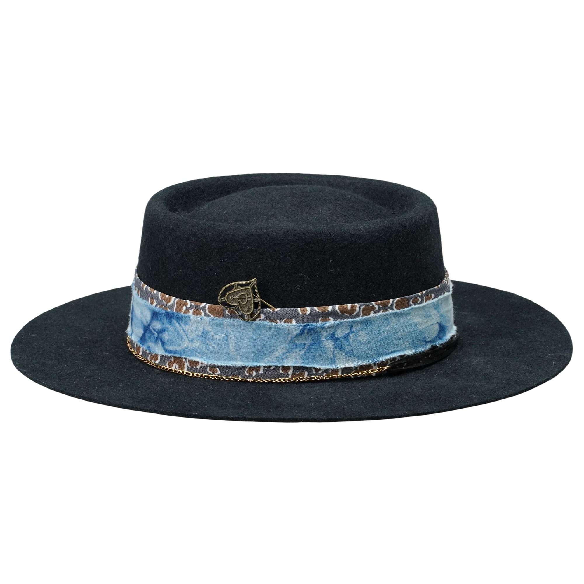 Gambler Hat with Tie-Dyed Band & Metal Accents