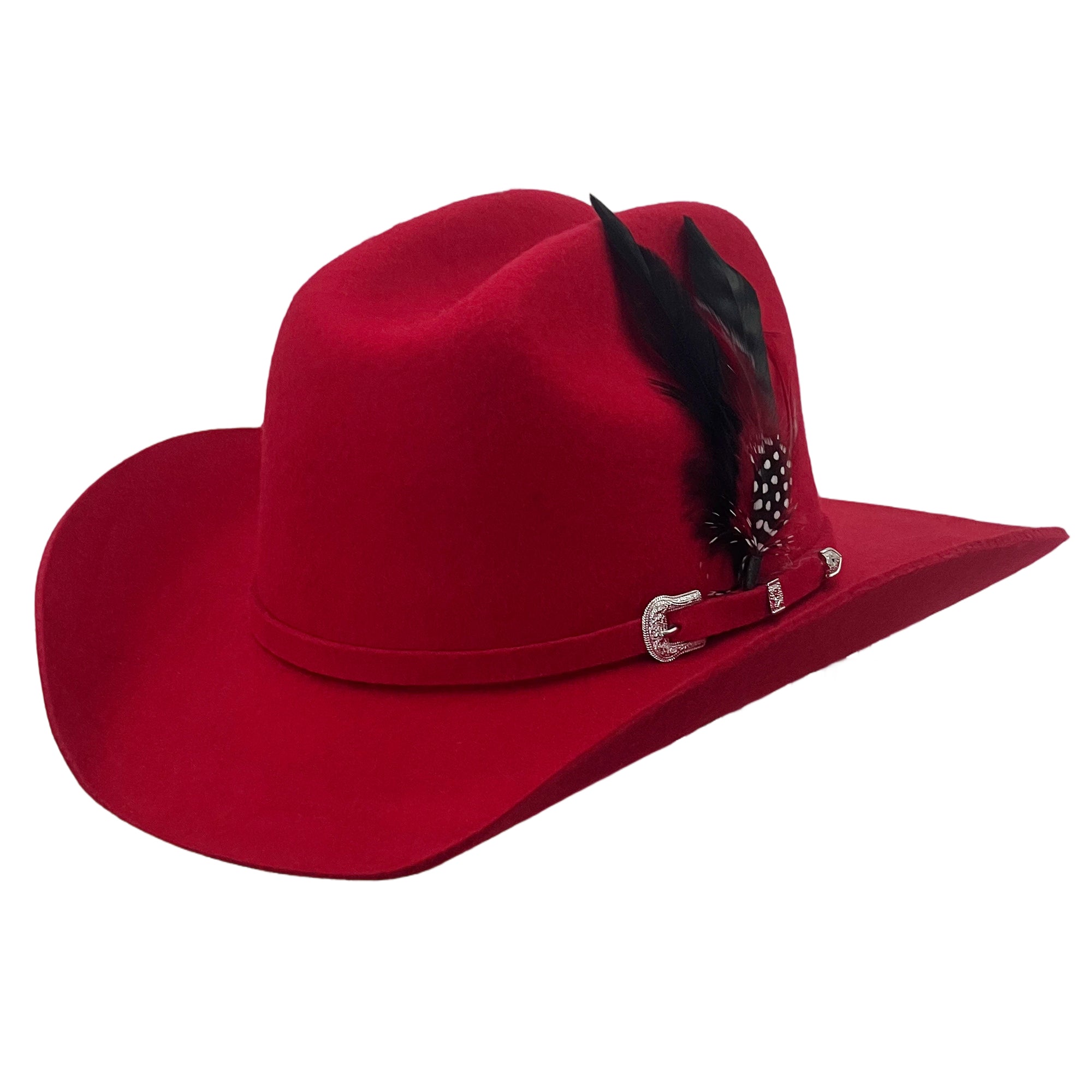 Women Modern Crimson Hat – Felt Band Accent