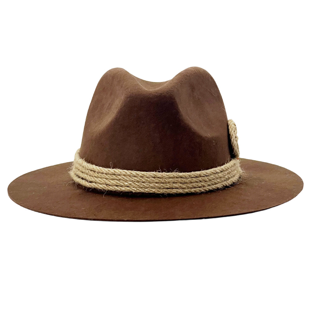 Chestnut Flat-Brim – Hand-Sculpted Rope Detai
