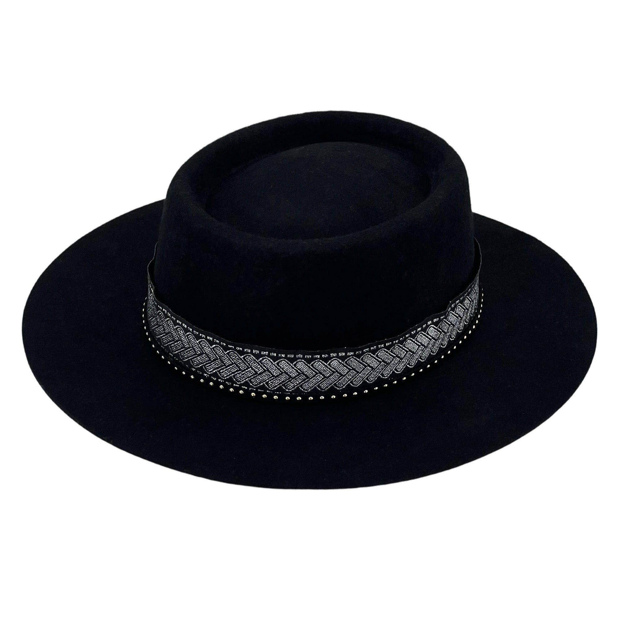 Women Artisan Black Gambler – Wide Flat Brim