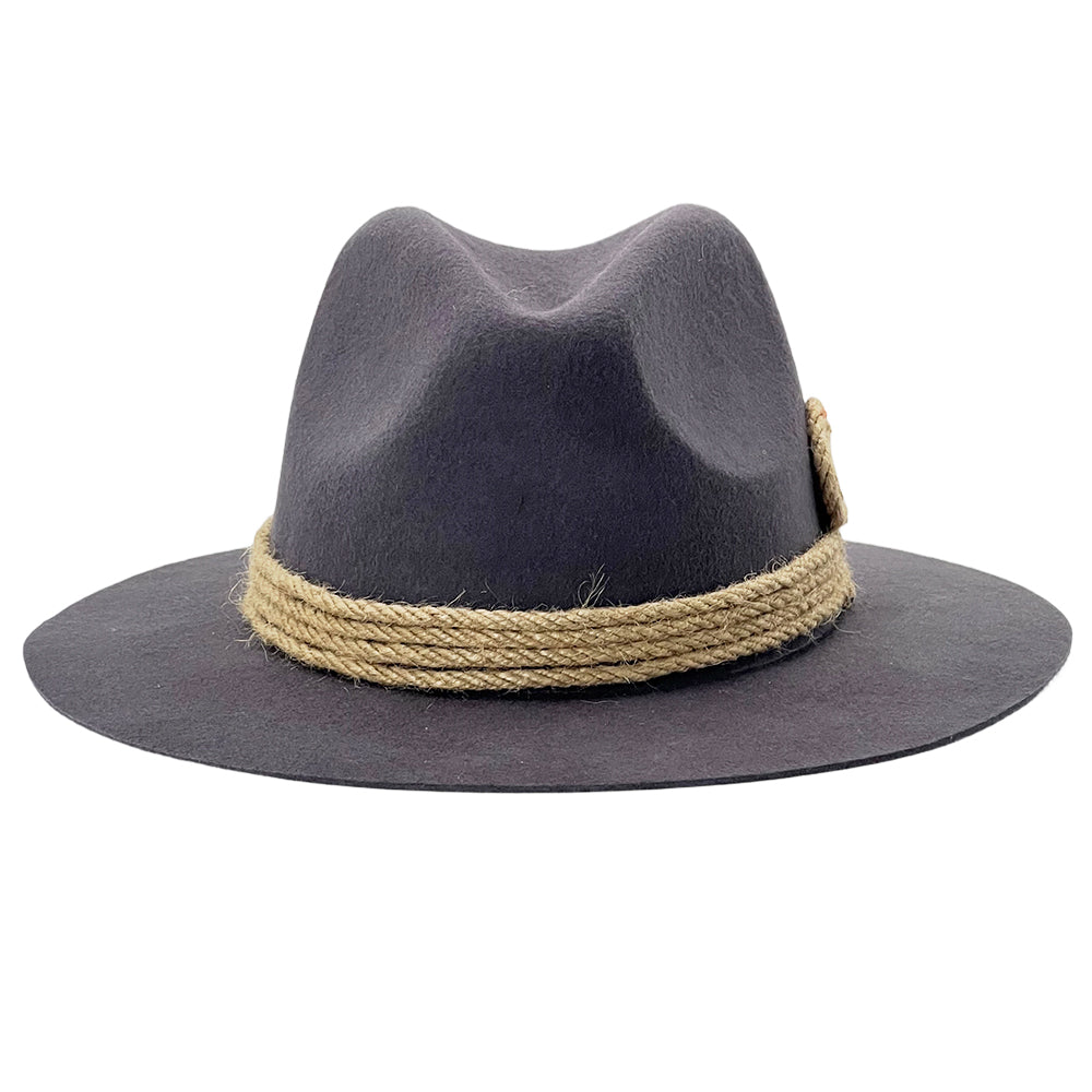 Slate Gray Flat-Brim – Hand-Sculpted Rope Detail