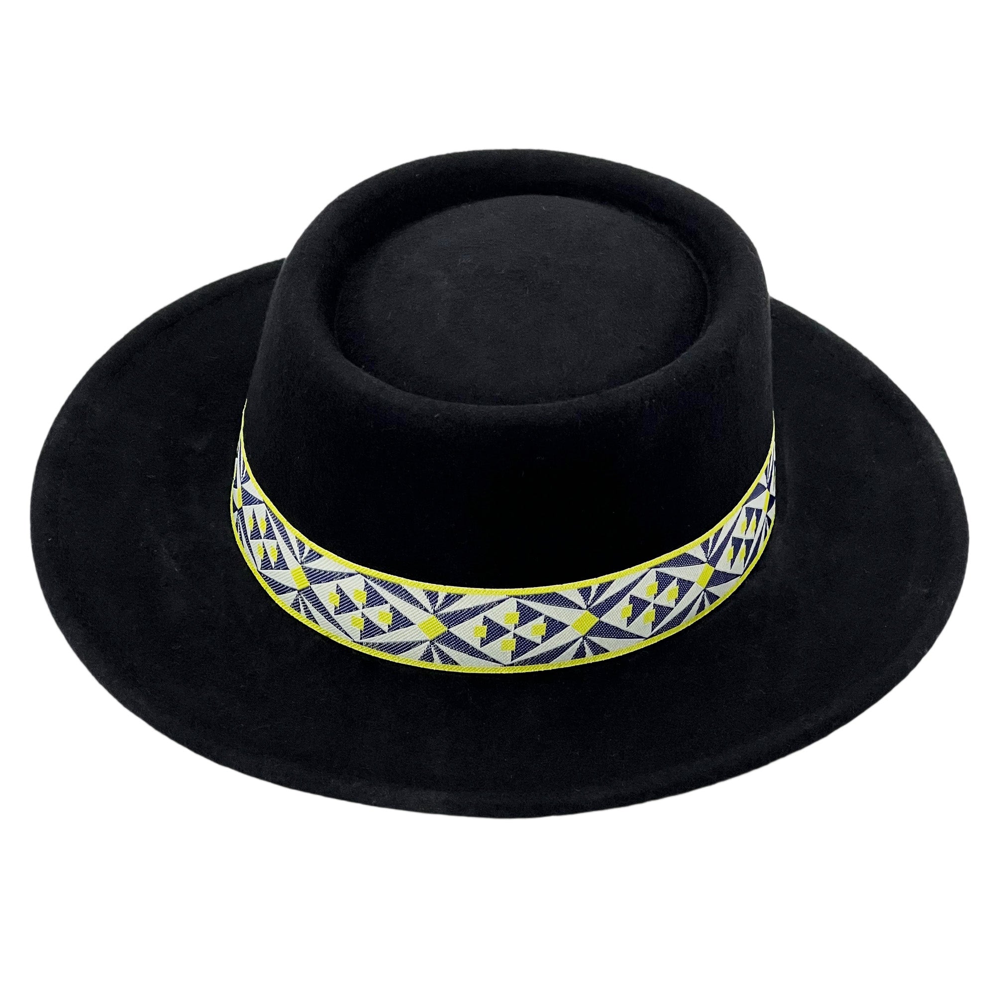 Black Gambler Hat – Printed Fabric Band