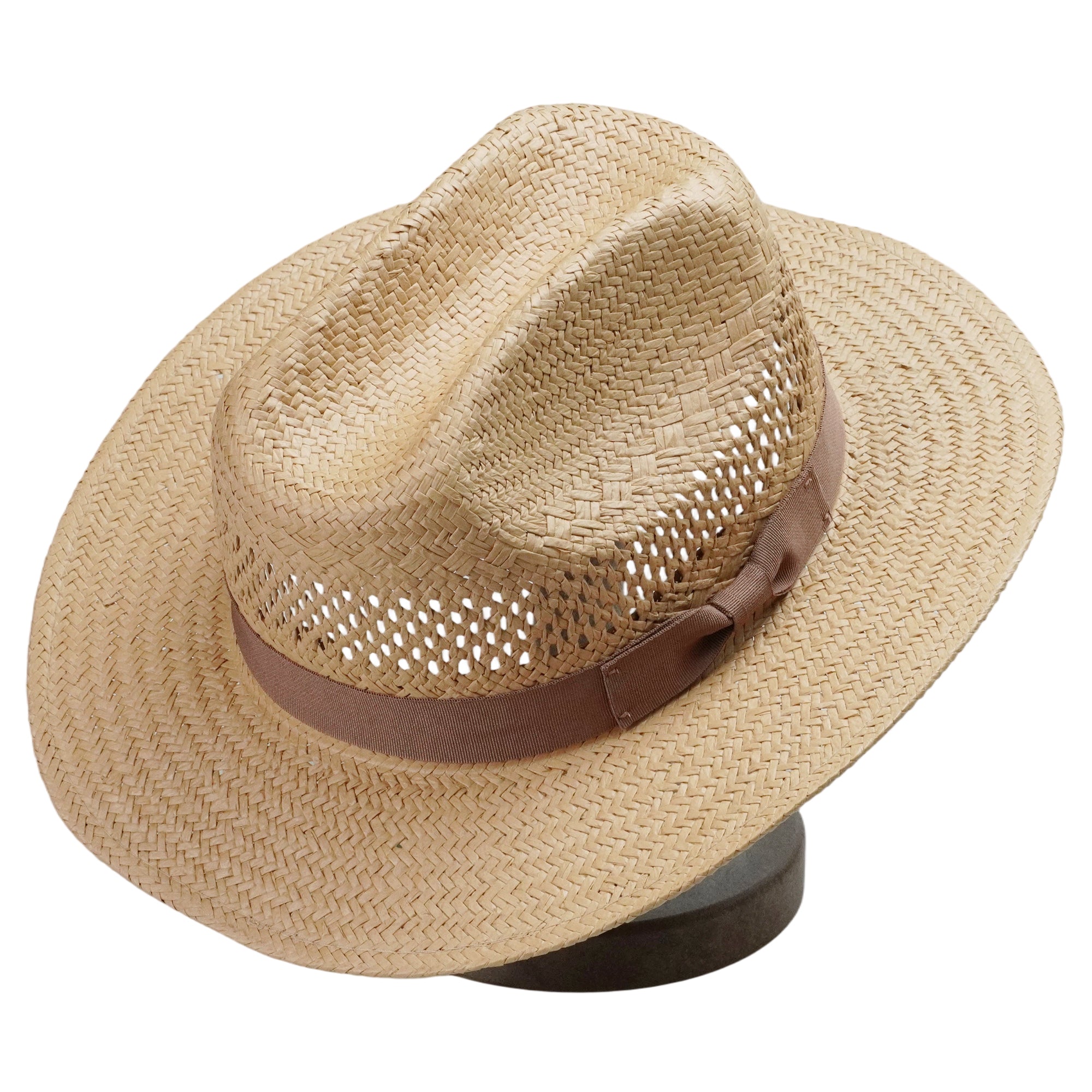 Natural Straw Hat with Simple Brown Bow Band