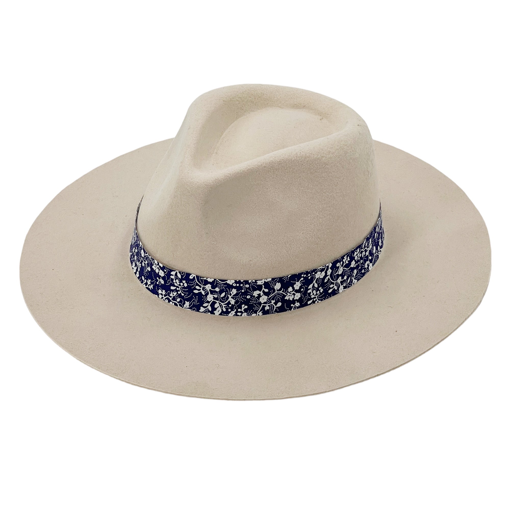Women Custom Floral Band Hat – Ivory White