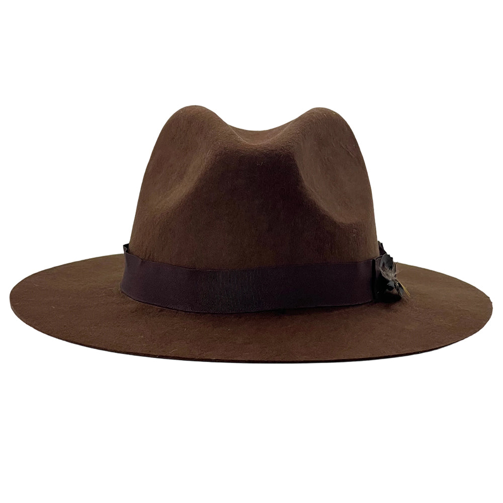Chestnut Flat-Brim – Custom Band & Feather