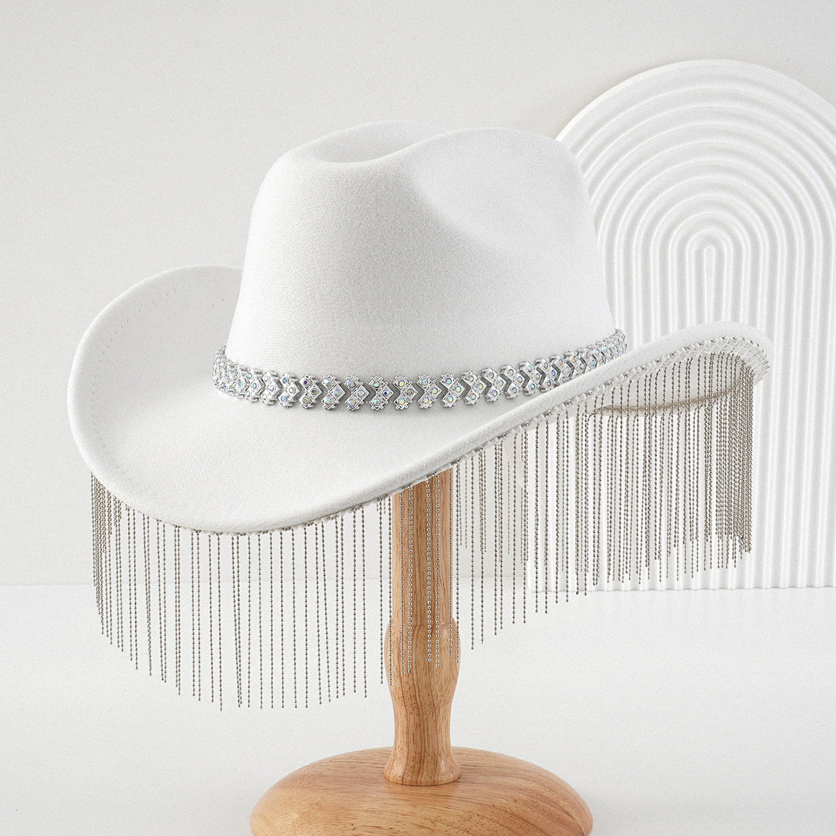 Adjustable Sparkling Cowboy Hat - White