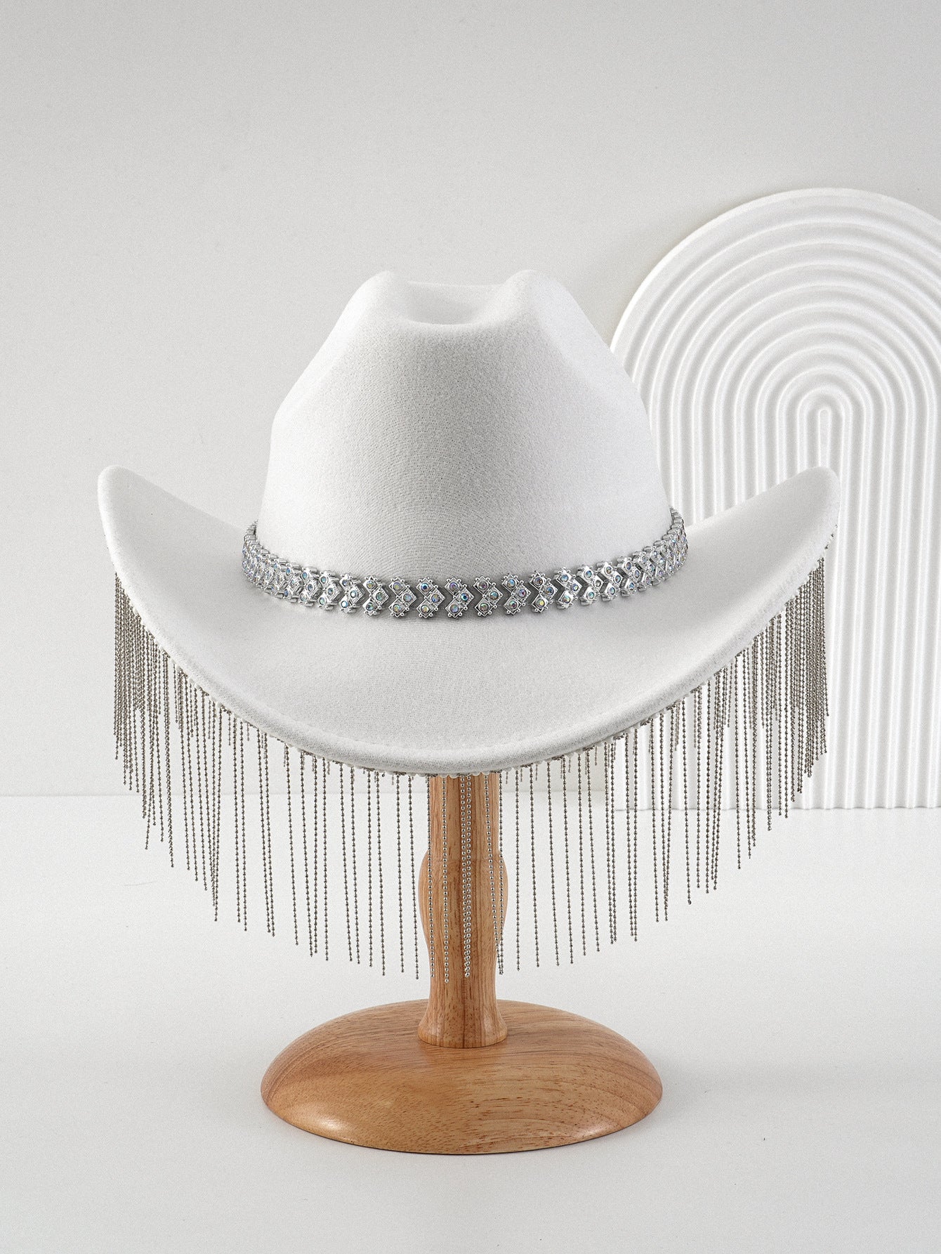 Adjustable Sparkling Cowboy Hat - White