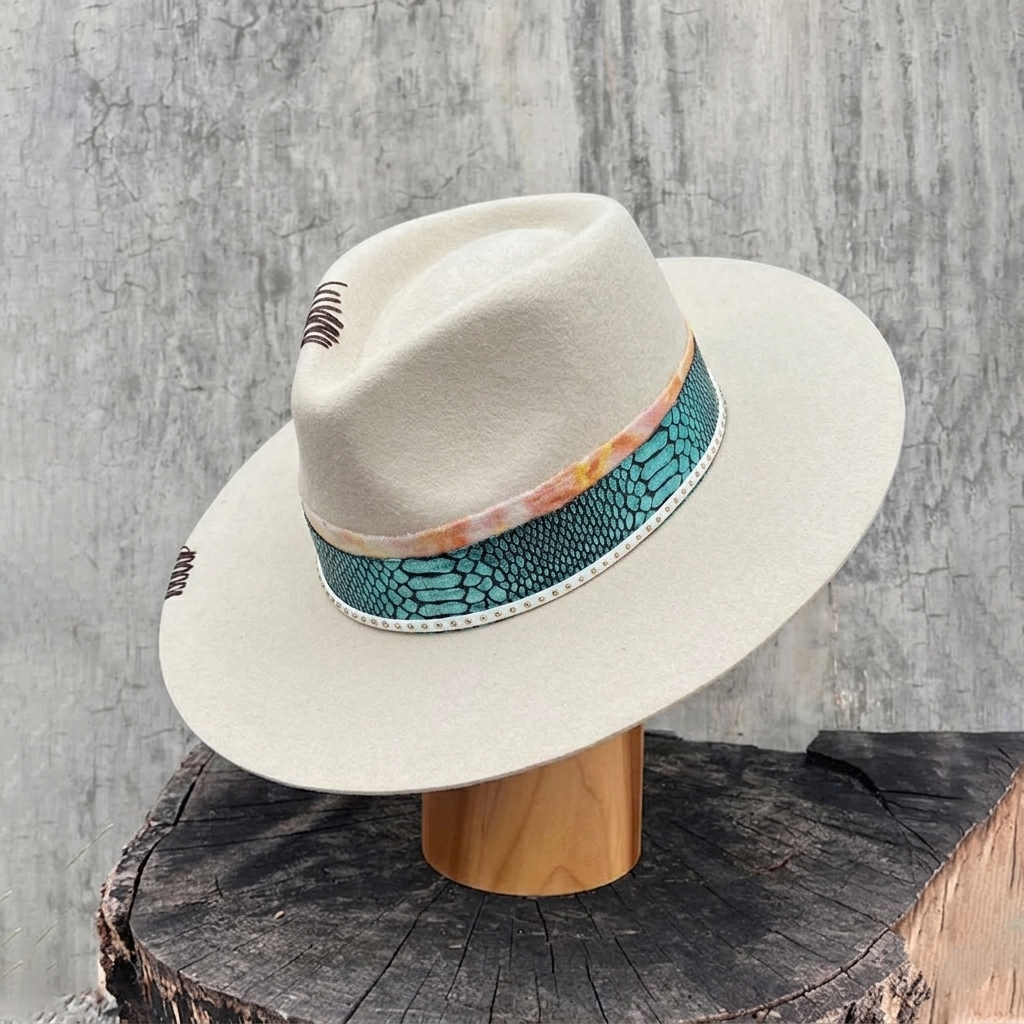 Elegant Off-White Hat – Stitched, Dyed, Luxe Trim