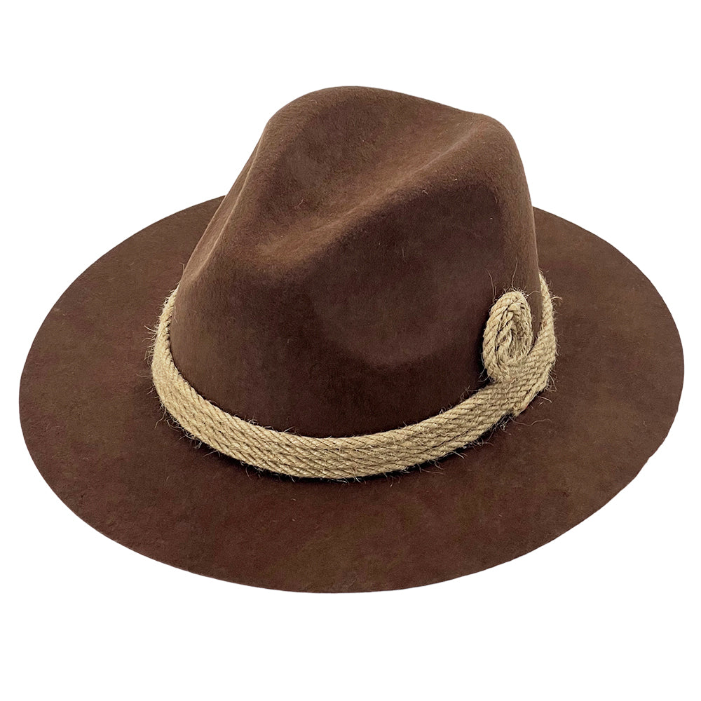 Chestnut Flat-Brim – Hand-Sculpted Rope Detai