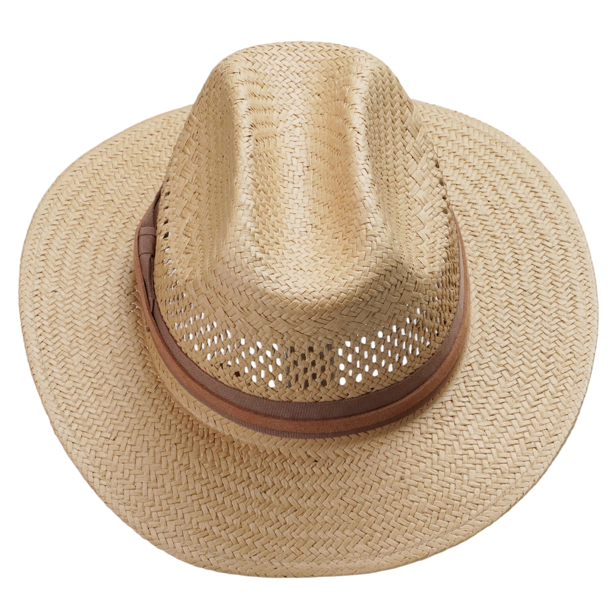 Natural Straw Hat with Simple Brown Bow & Thin Cord