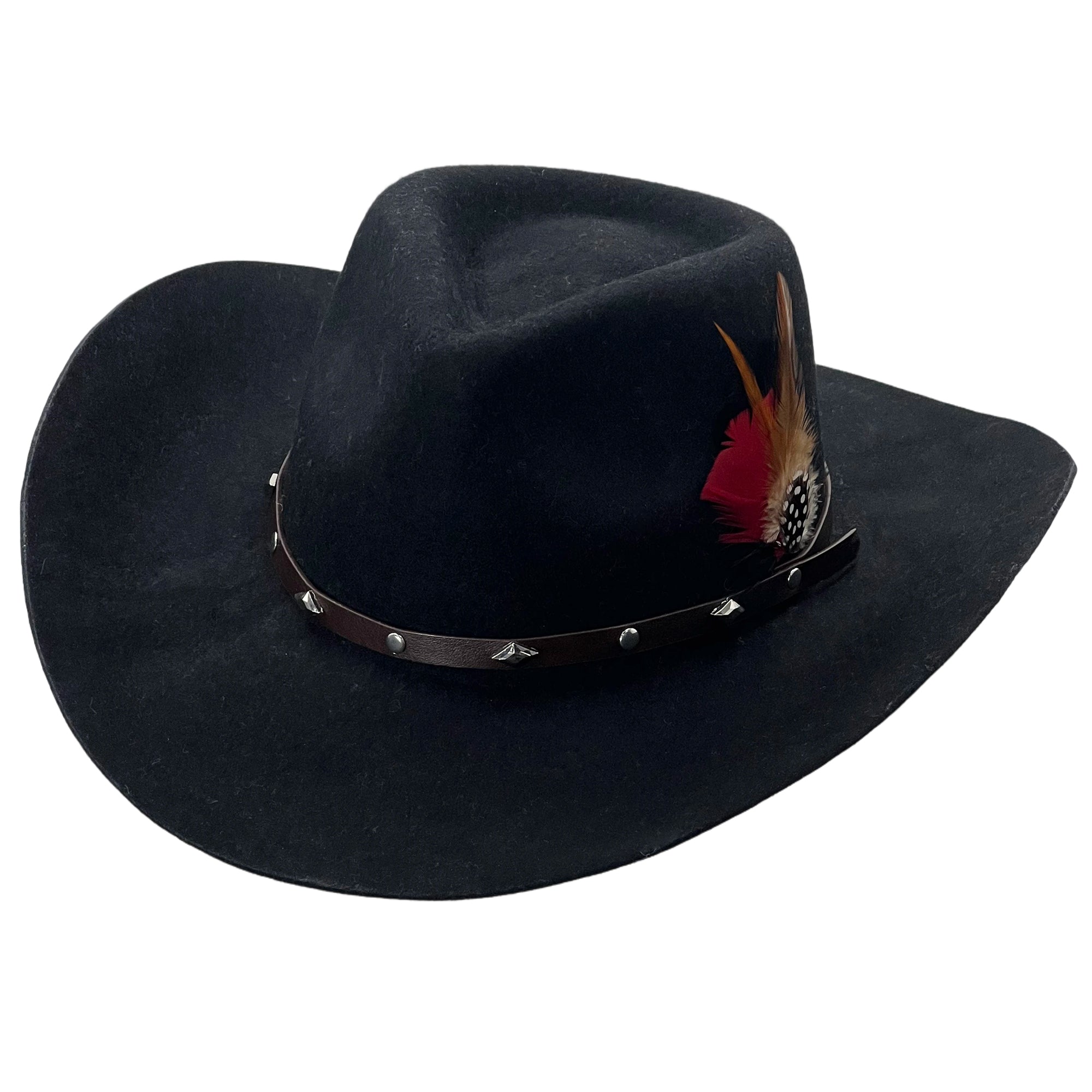 Midnight Black Cowboy – Metal Clasp & Feather