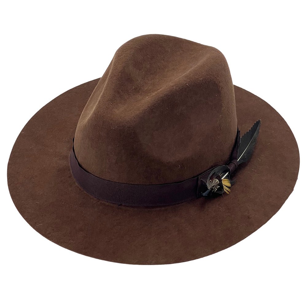 Chestnut Flat-Brim – Custom Band & Feather