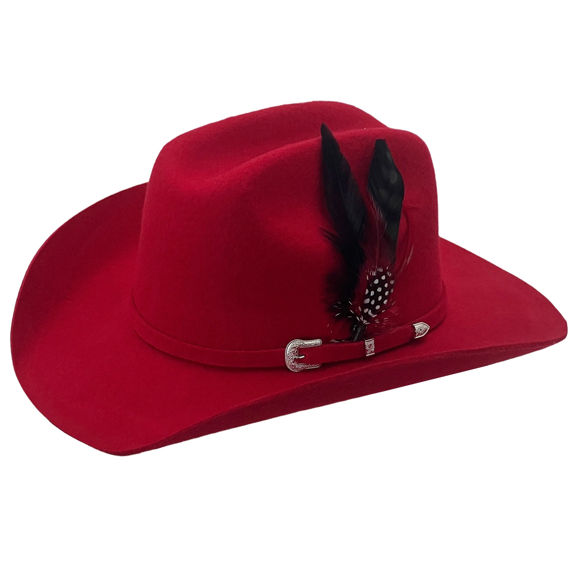 Women Modern Crimson Hat – Felt Band Accent
