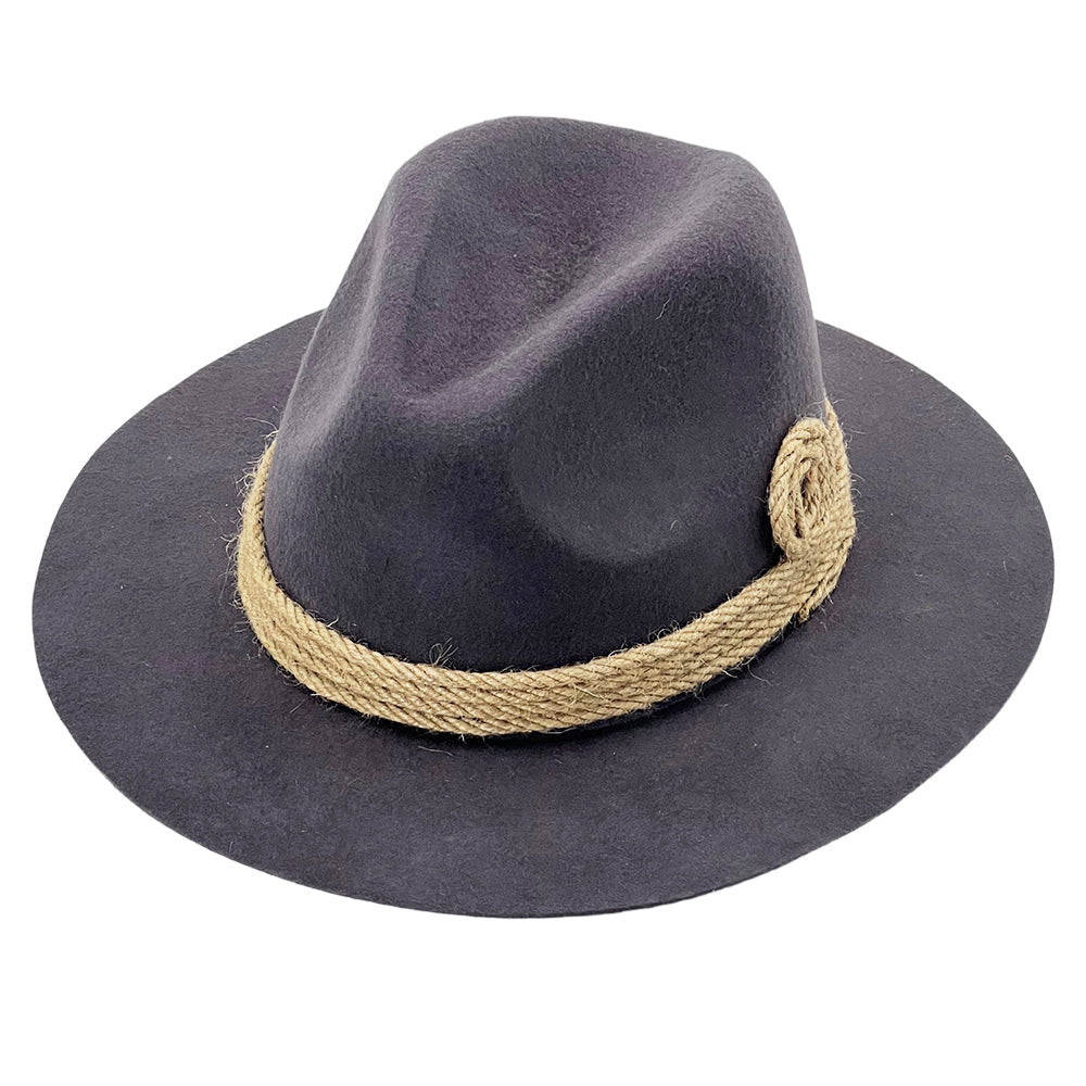 Slate Gray Flat-Brim – Hand-Sculpted Rope Detail
