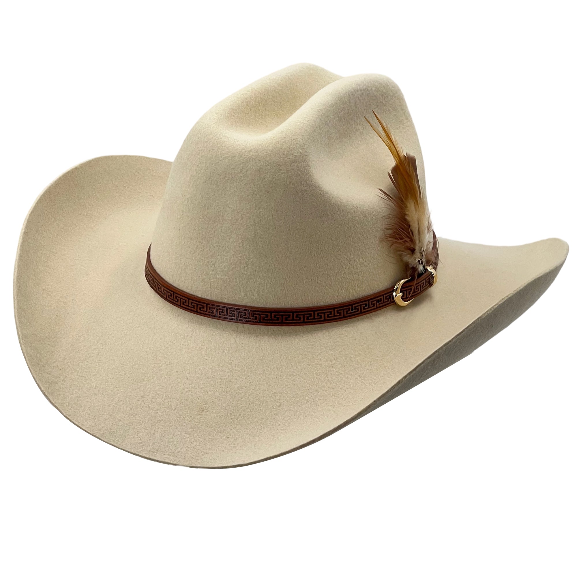 Oatmeal Cowboy – Custom Narrow Band & Feather