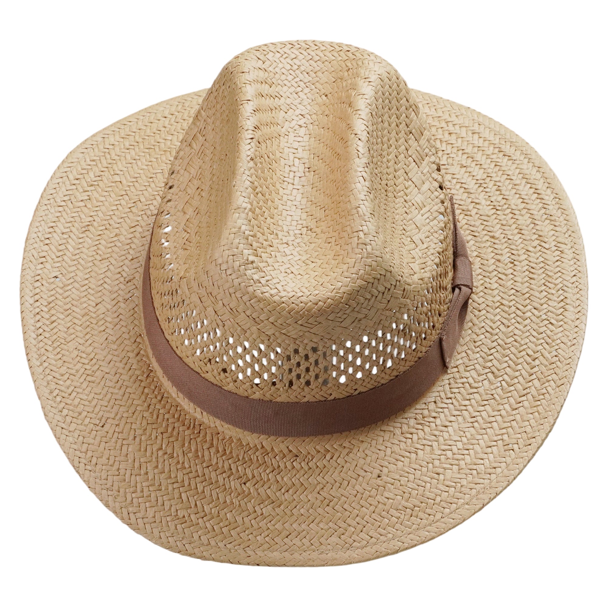 Natural Straw Hat with Simple Brown Bow Band