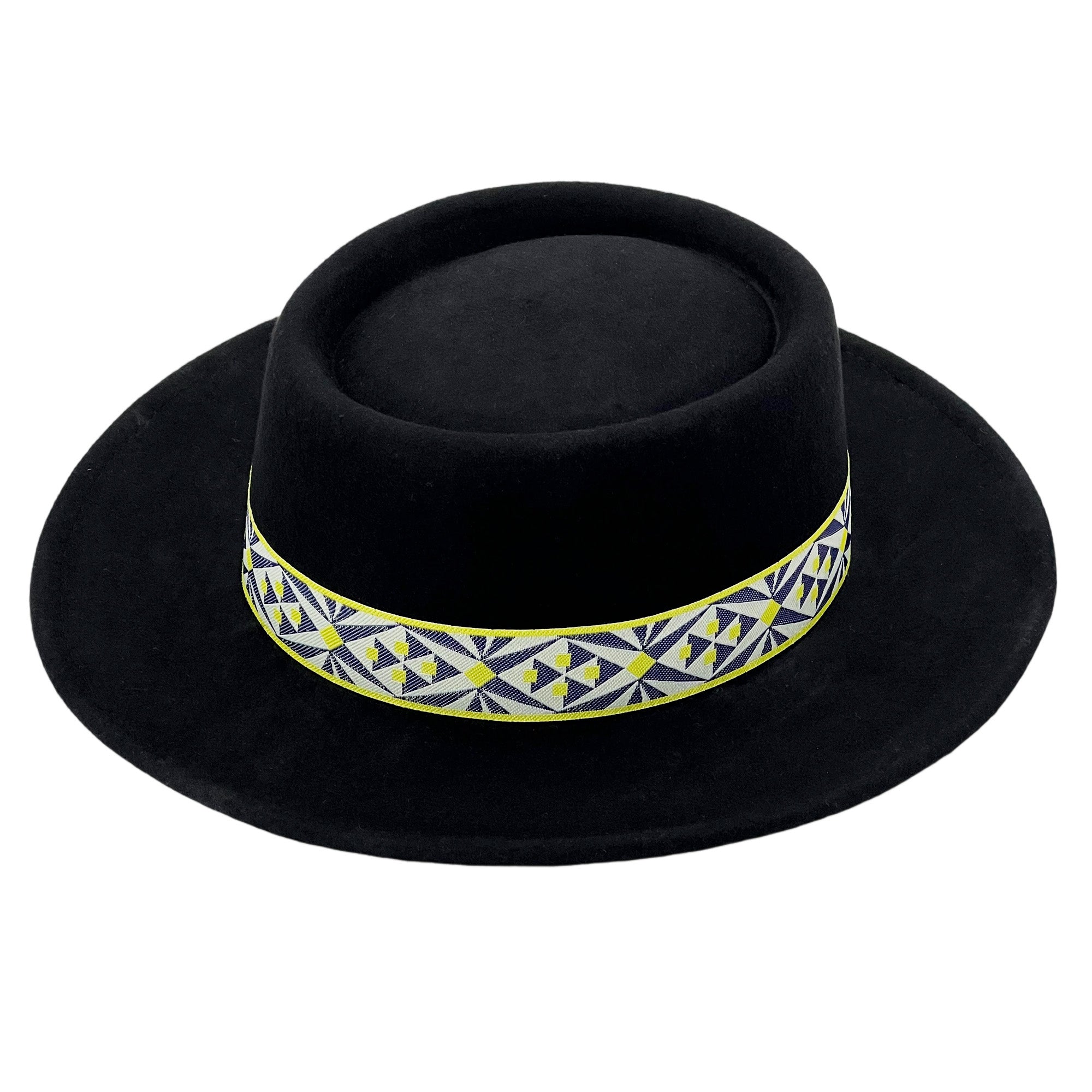 Black Gambler Hat – Printed Fabric Band