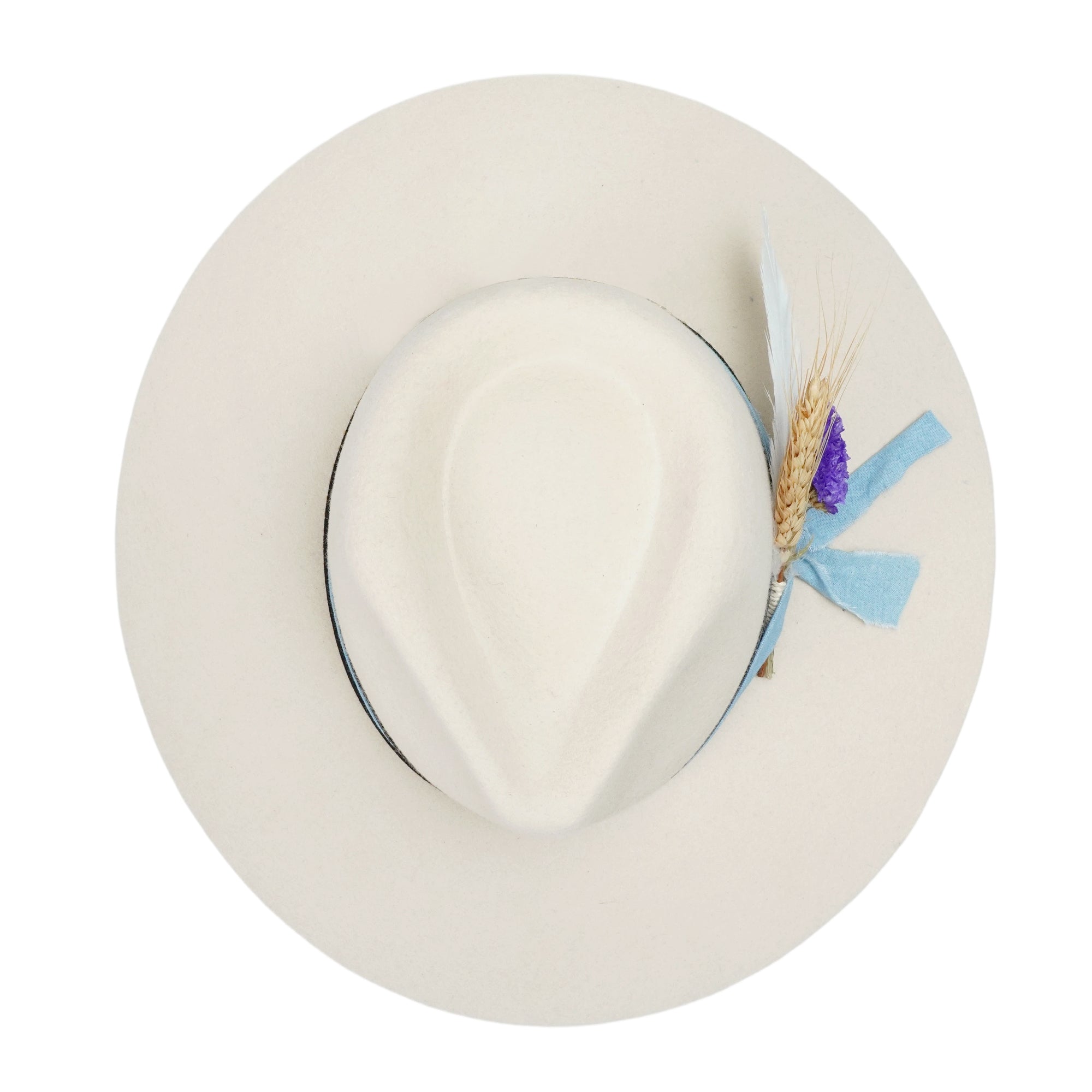 Off-White Straight Brim Felt Hat with Denim & Croc Band