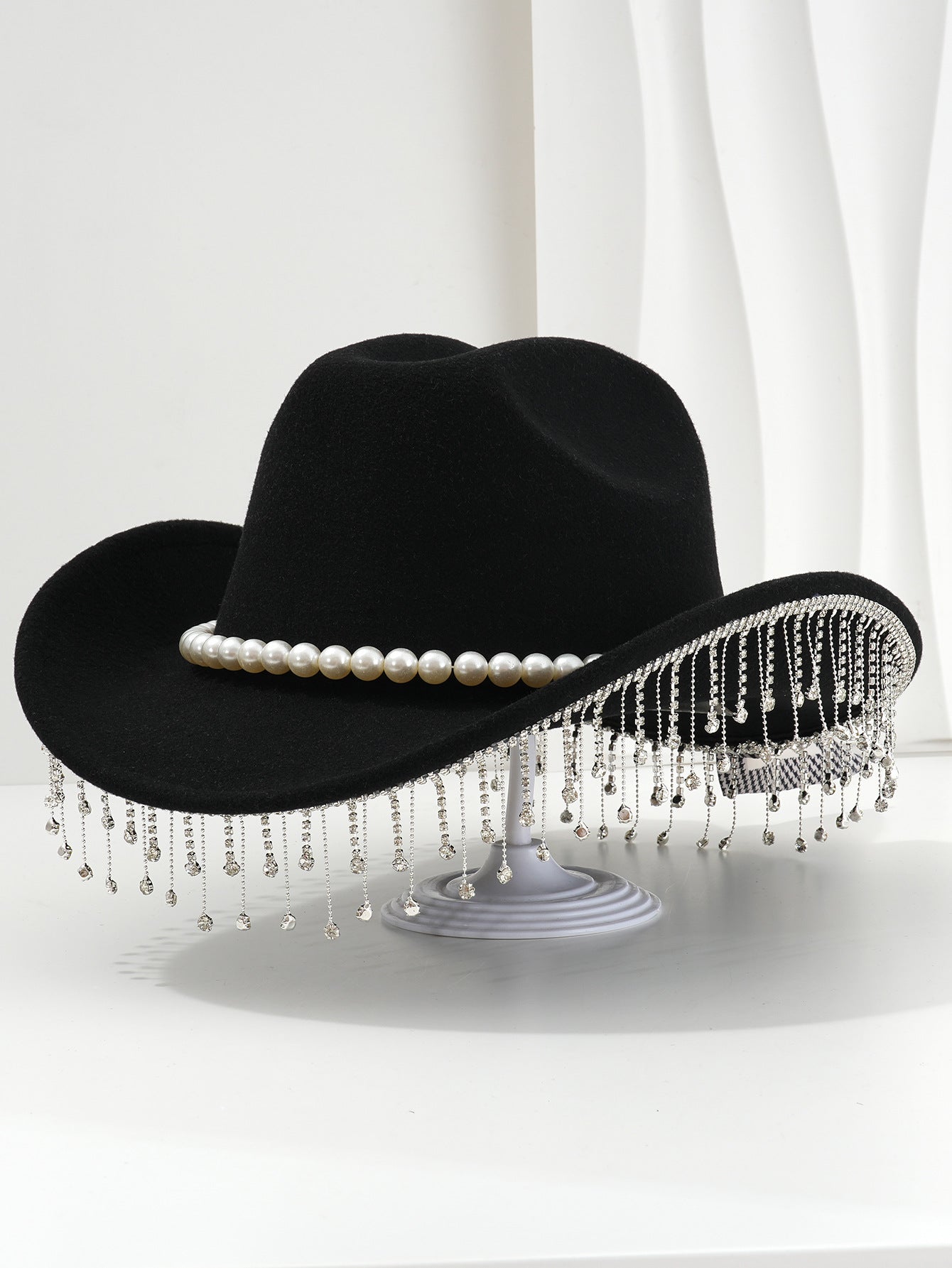 Adjustable Sparkling Cowboy Hat with Tassels