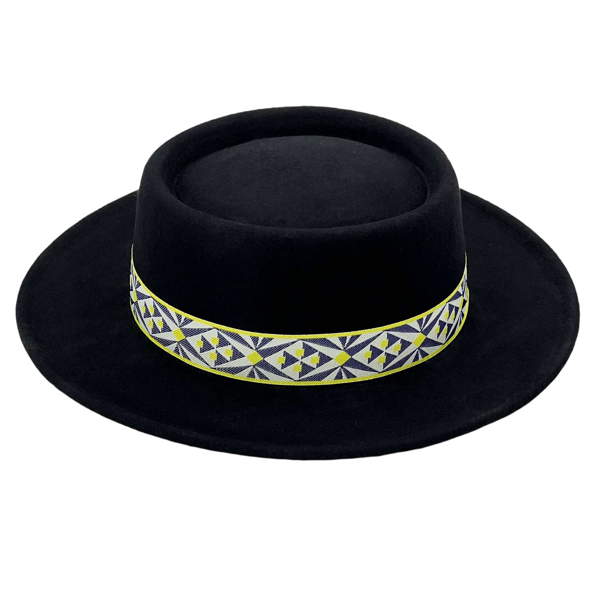 Black Gambler Hat – Printed Fabric Band