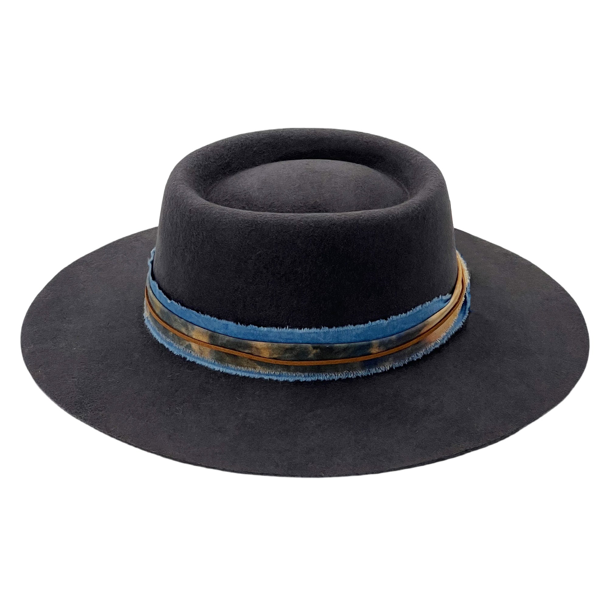 Gray Gambler Hat – Tie-Dye & Leather Band