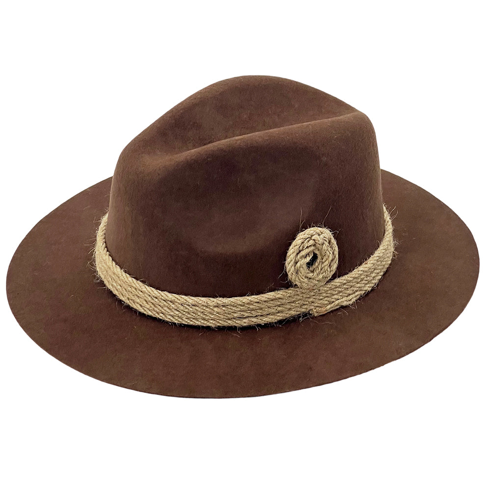 Chestnut Flat-Brim – Hand-Sculpted Rope Detai