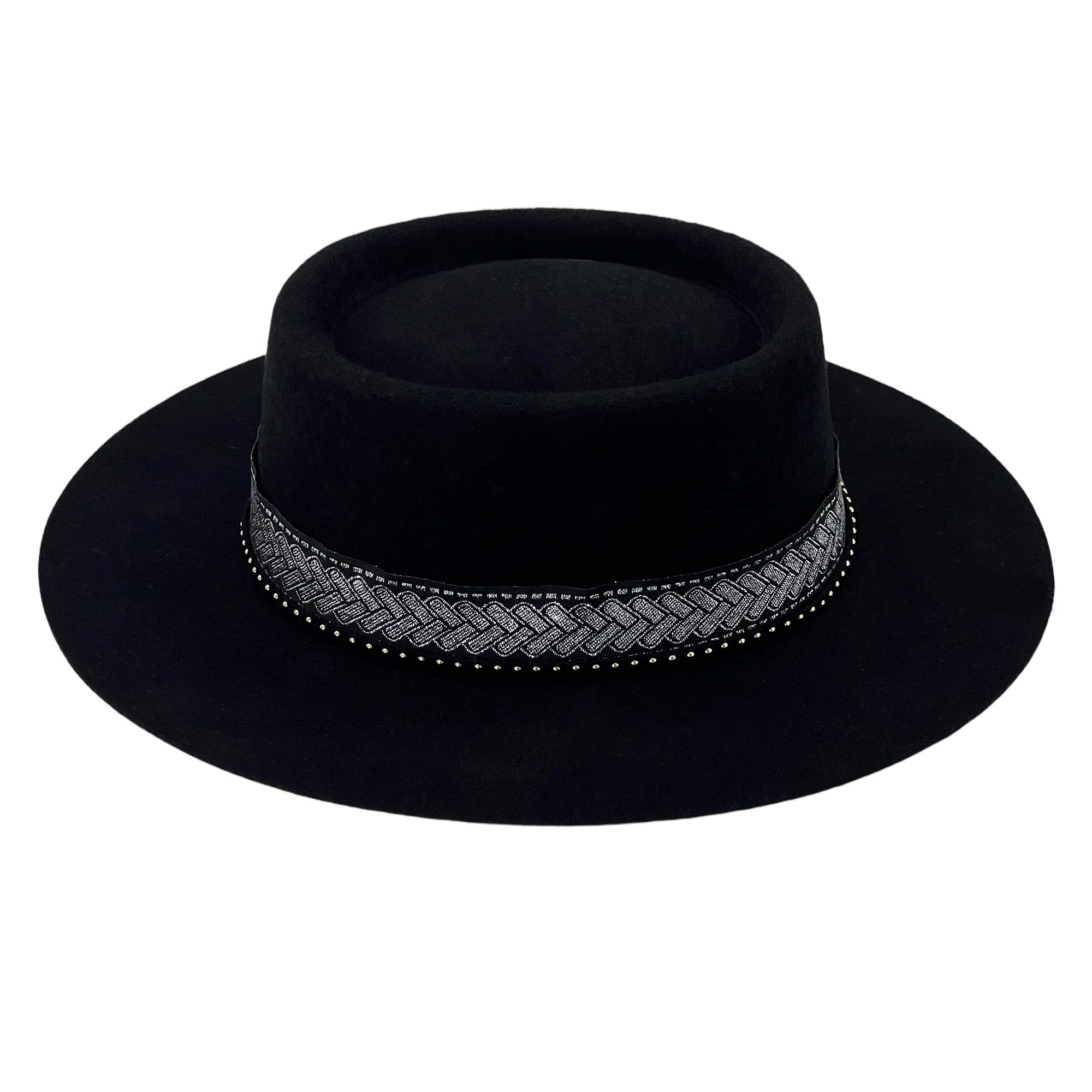 Women Artisan Black Gambler – Wide Flat Brim