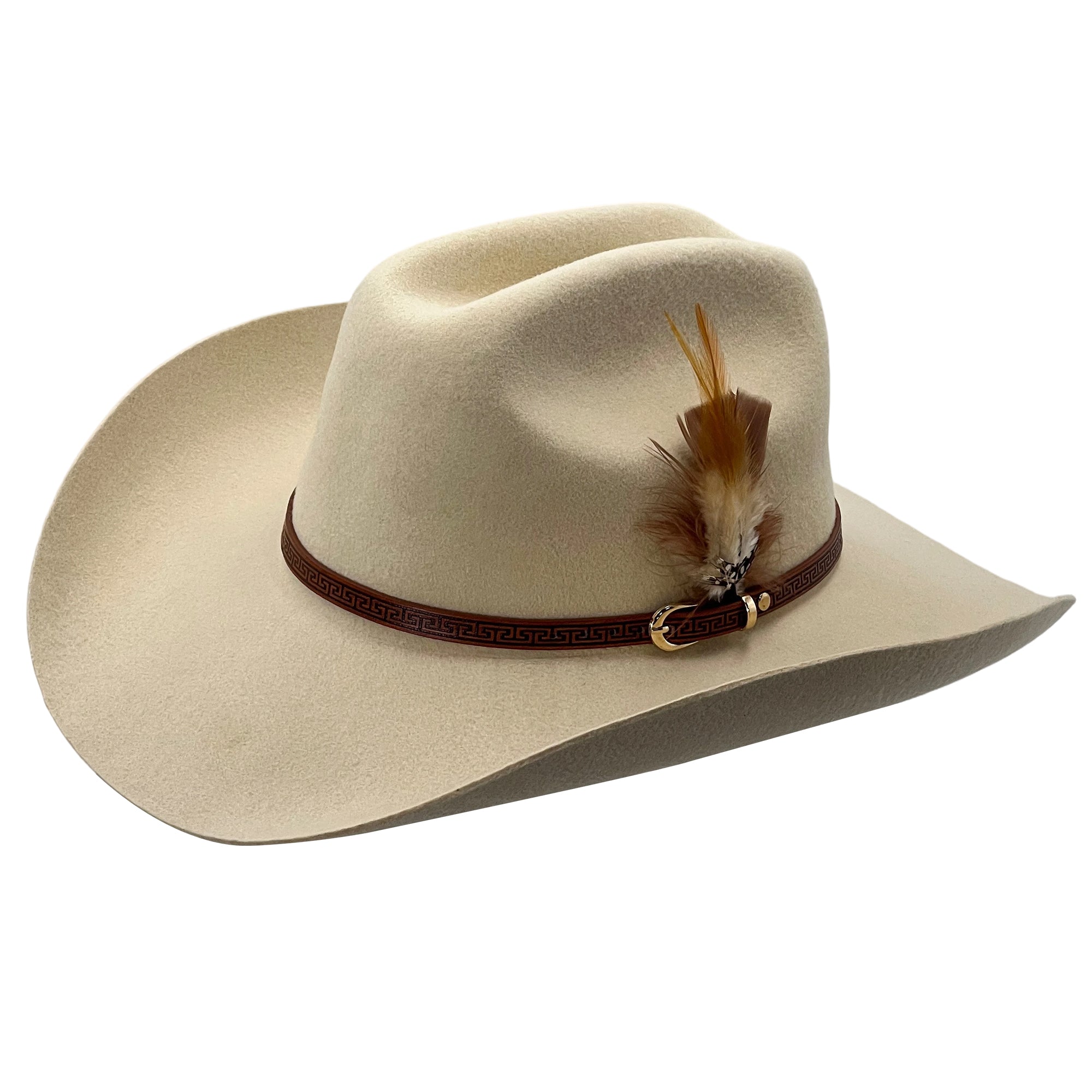 Oatmeal Cowboy – Custom Narrow Band & Feather