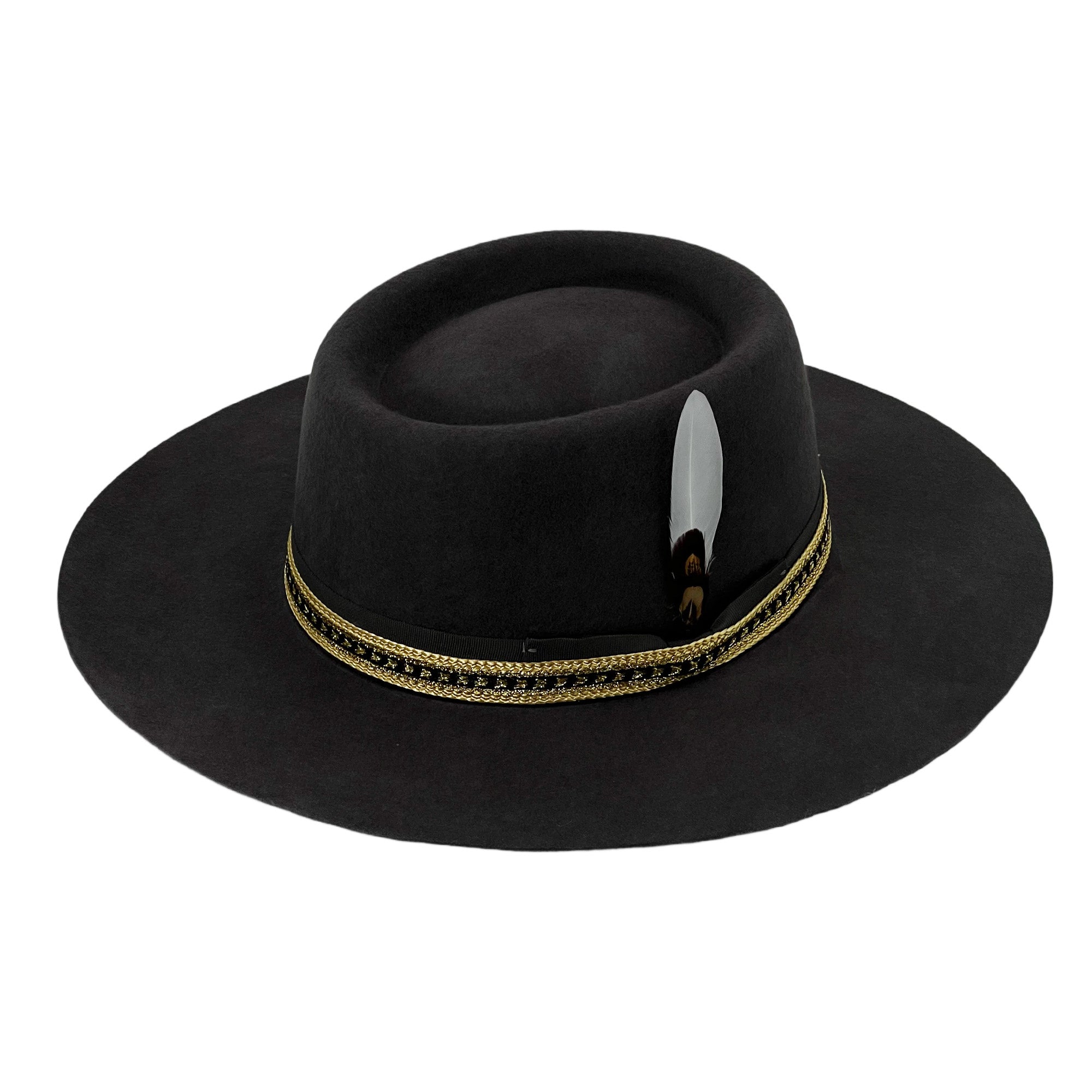Women Black Felt Gambler Hat