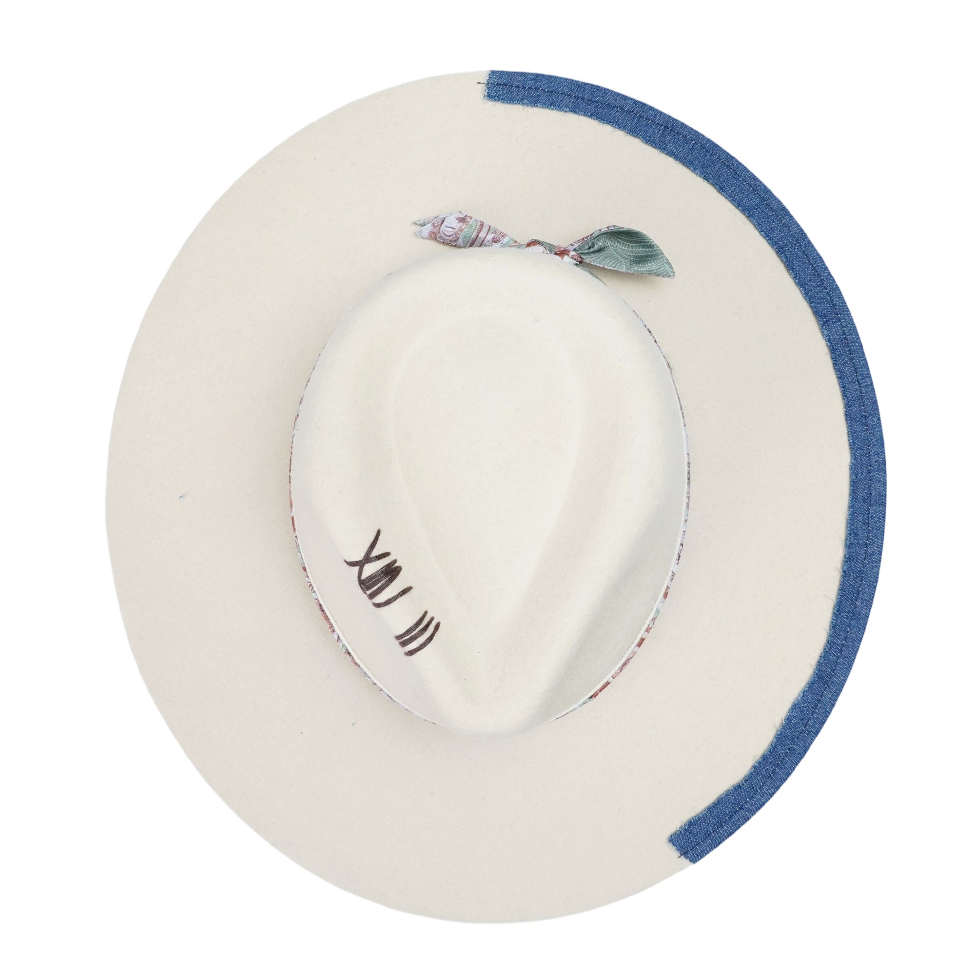 Off-White Felt Hat - Custom Patterned Fabric Strap
