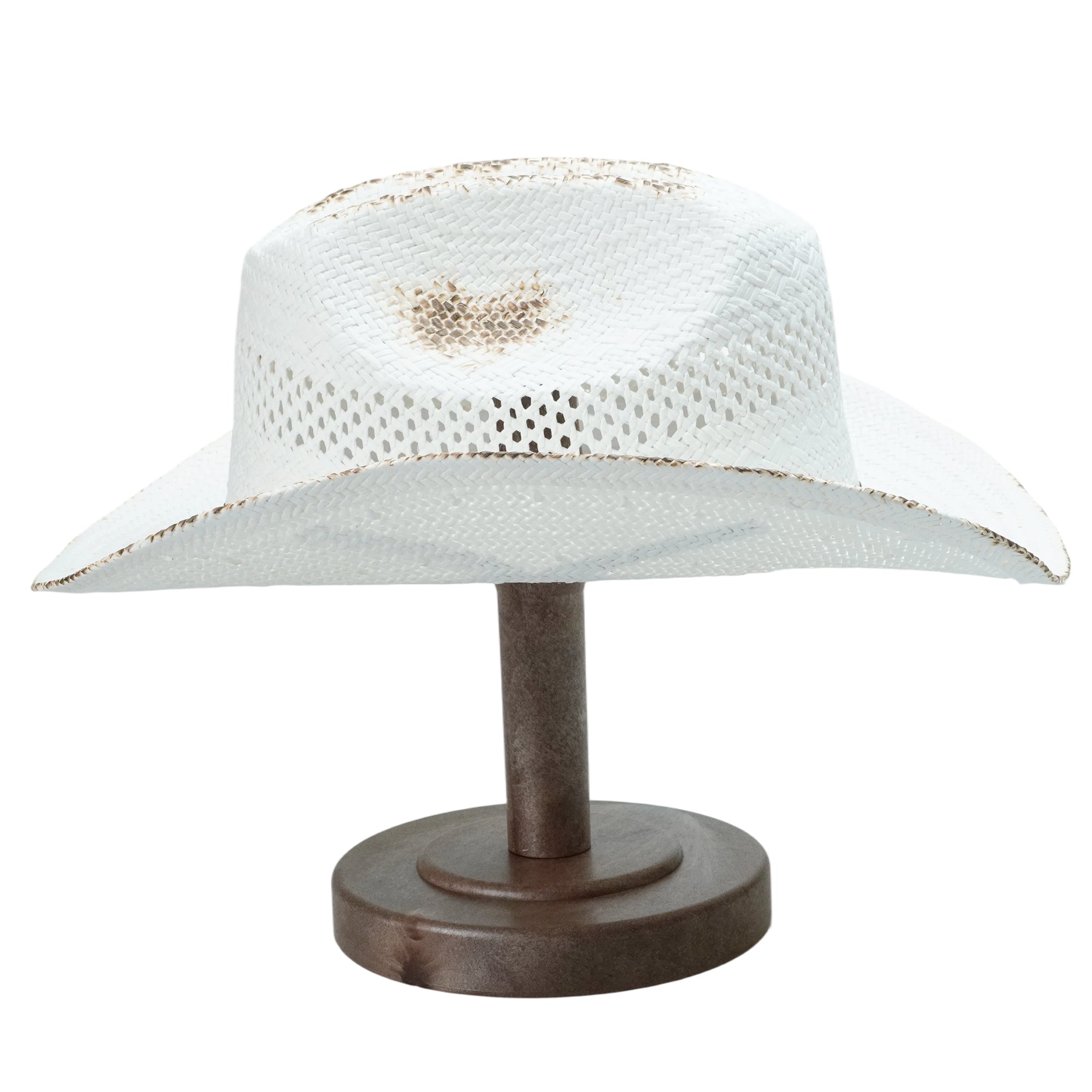 White Straw Hat with Gold Key Charm & Thin Band