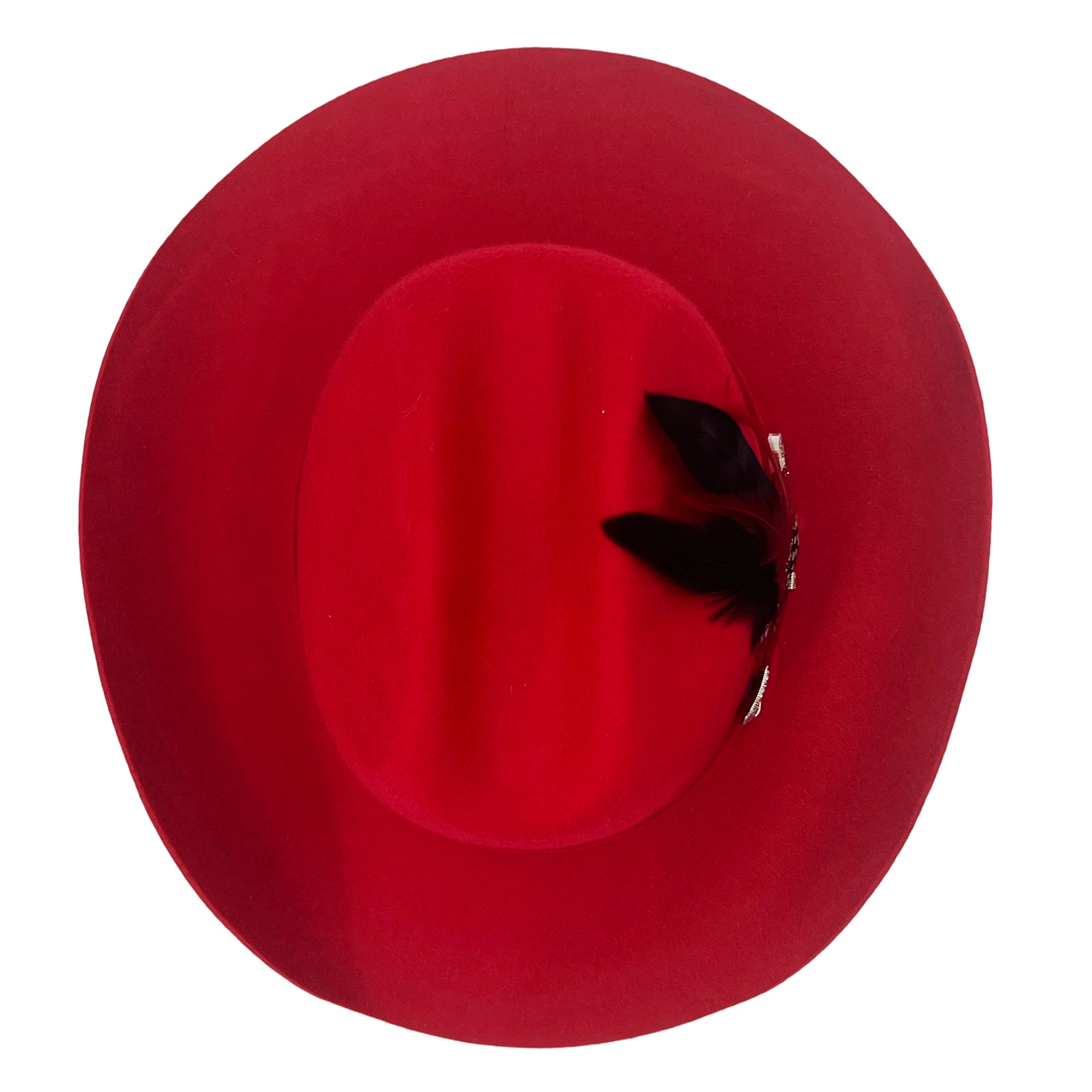 Women Modern Crimson Hat – Felt Band Accent