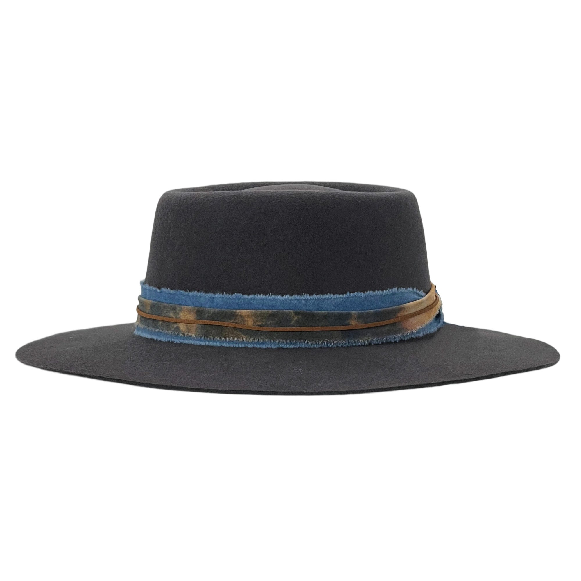 Gray Gambler Hat – Tie-Dye & Leather Band