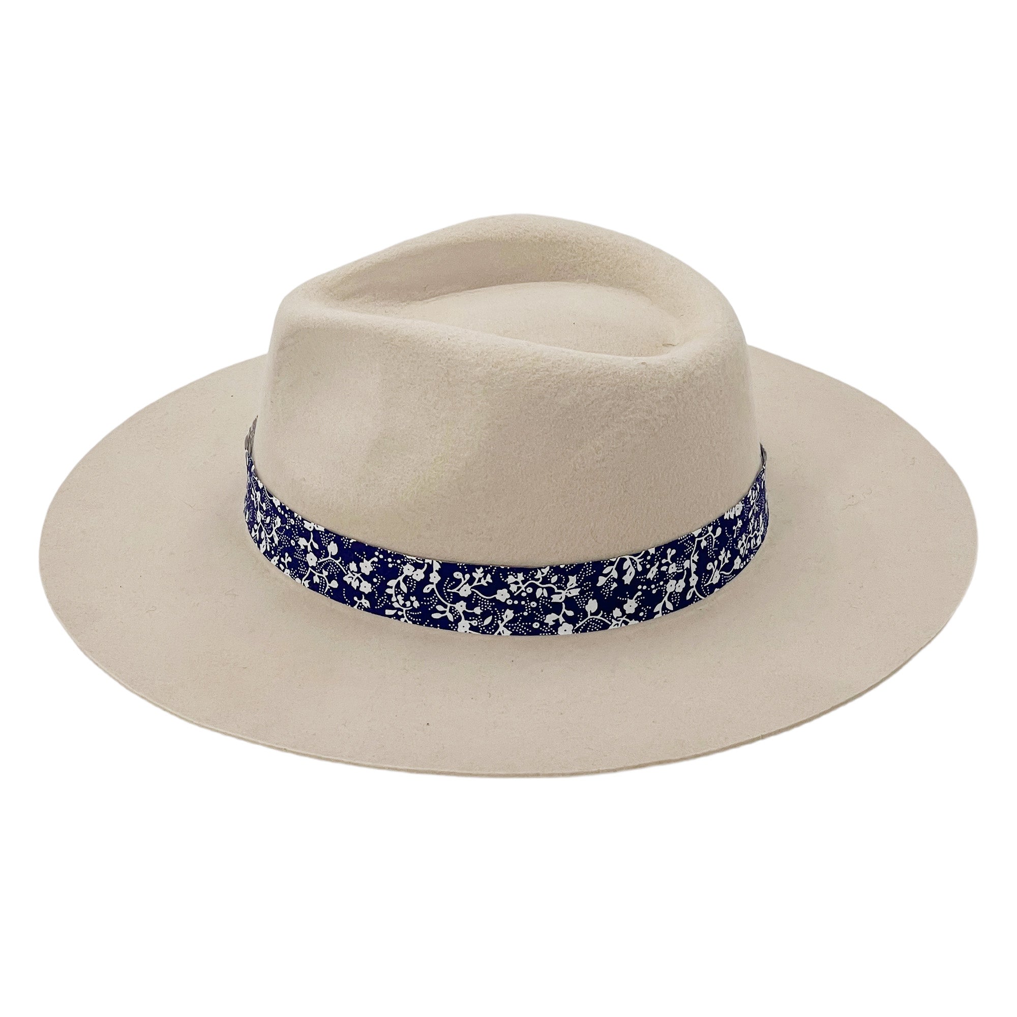 Women Custom Floral Band Hat – Ivory White