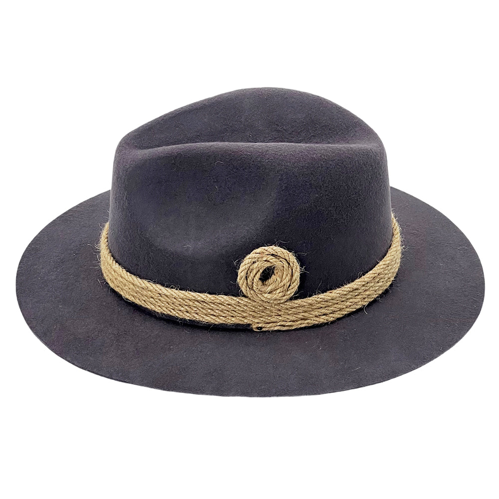 Slate Gray Flat-Brim – Hand-Sculpted Rope Detail