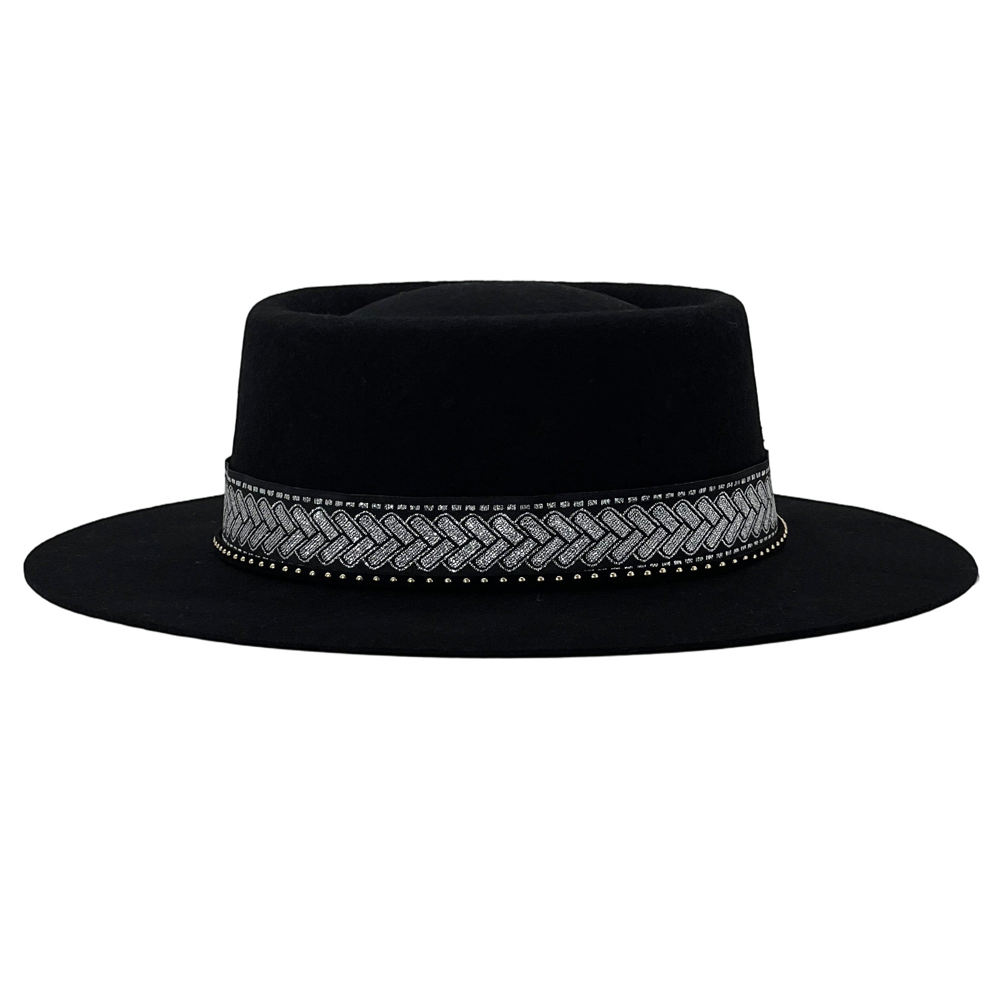 Women Artisan Black Gambler – Wide Flat Brim