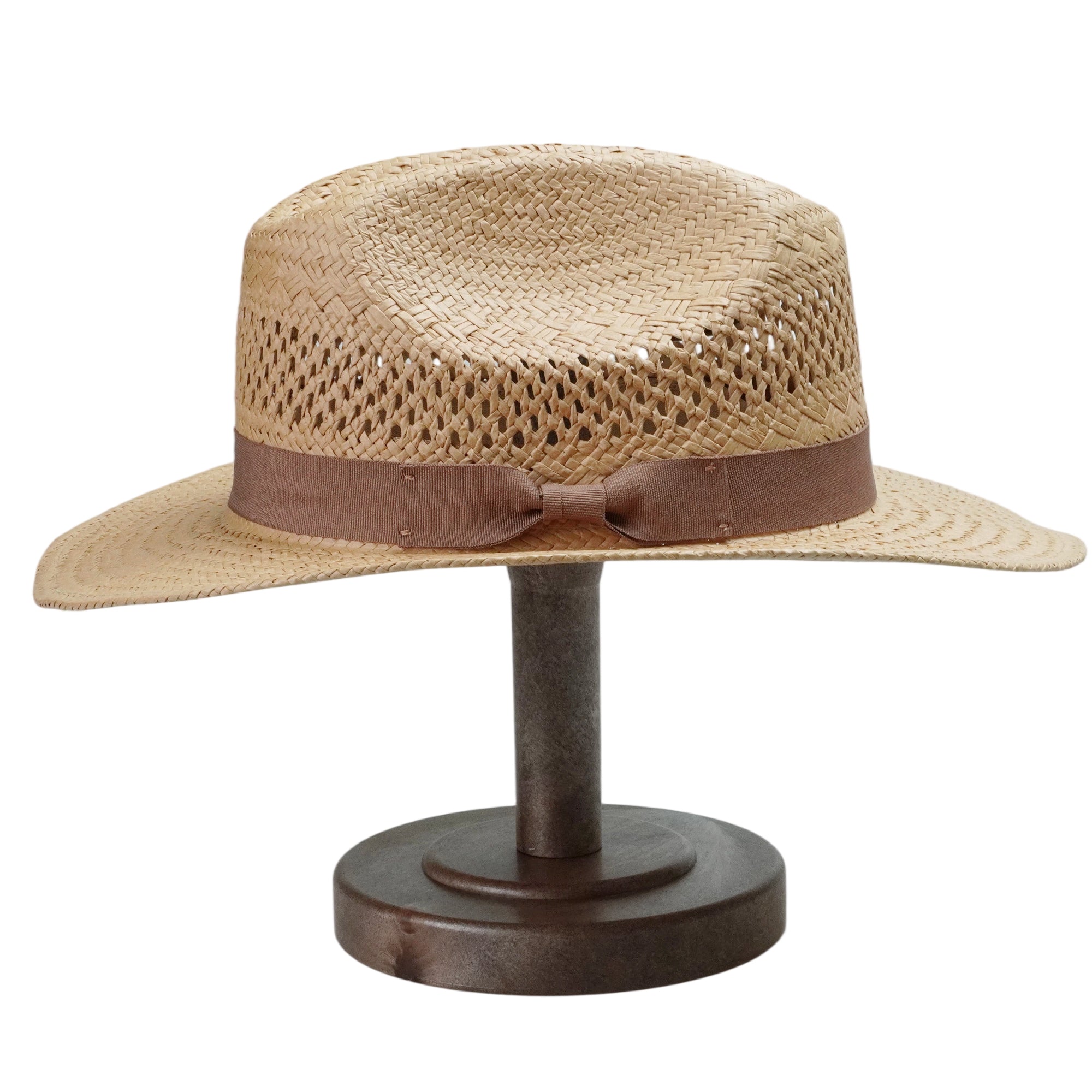 Natural Straw Hat with Simple Brown Bow Band