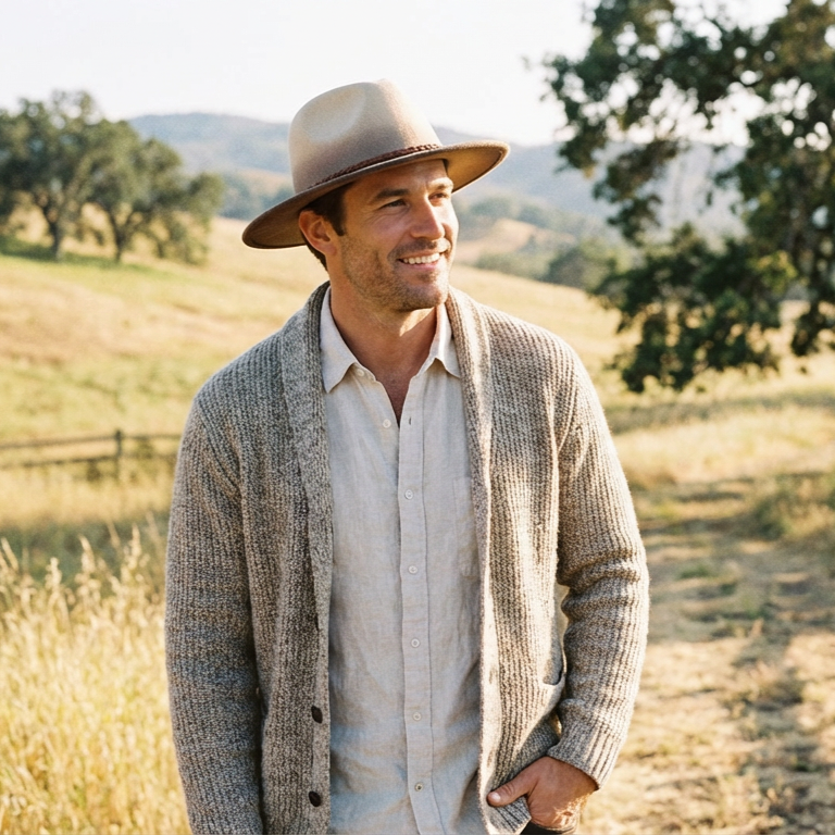 Gradient Oatmeal Flat-Brim – Braided Cord Knot